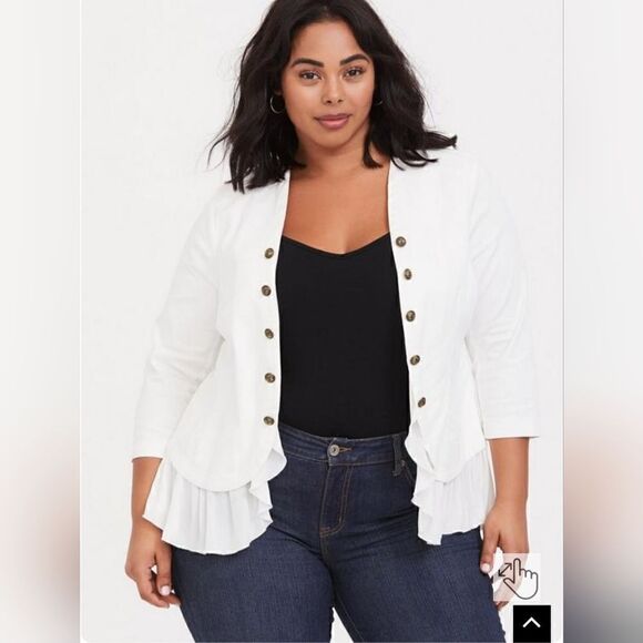 NWT Ivory Off White Twill Peplum Military Jacket Blazer Size 0 - Picture 3 of 10